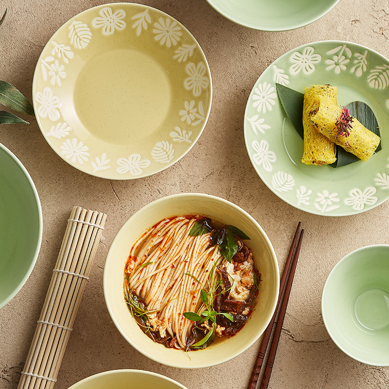 Bộ bát đĩa gốm rừng nhỏ, bát canh sáng tạo nổi tiếng trên mạng gia dụng, Bộ bát cơm giá trị cao