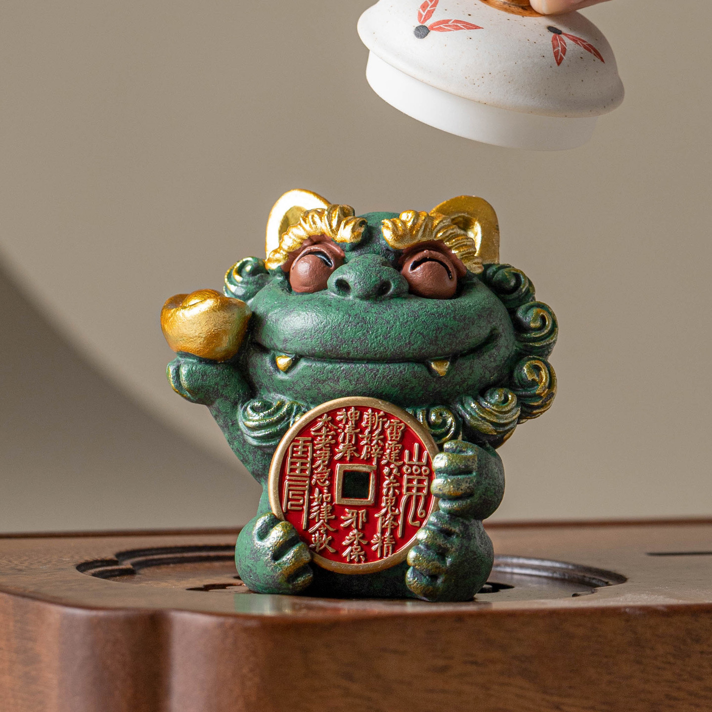 Đồ trang trí sáng tạo để bàn bằng đá sa thạch xanh may mắn nhà xưởng