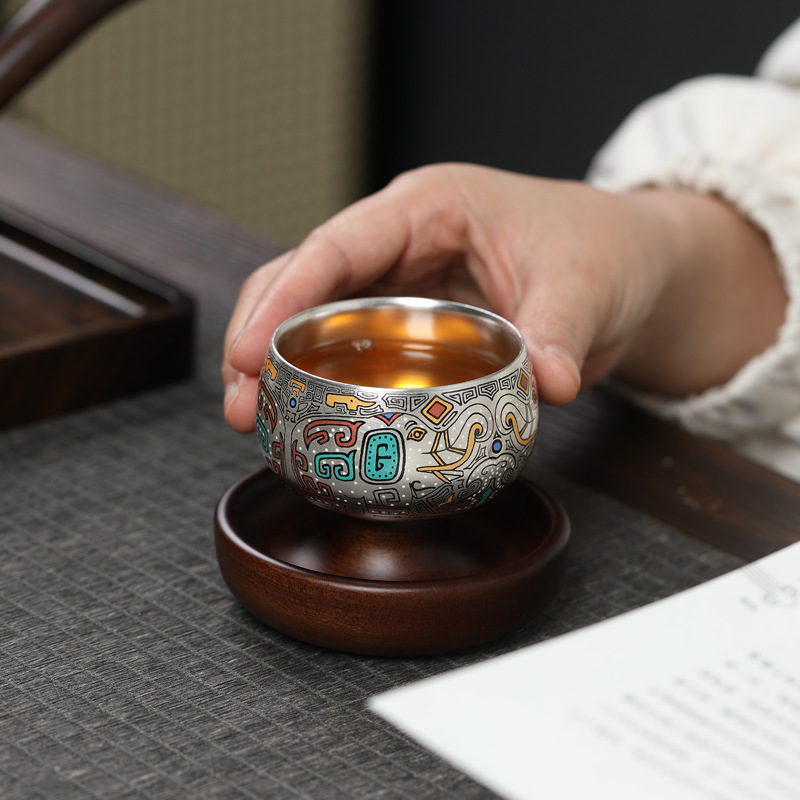 Bộ dụng cụ pha trà Kung Fu mạ bạc cao cấp, ấm bạc, cốc chủ nhân Trung Quốc, cốc trà, người lớn tuổi, bạn bè