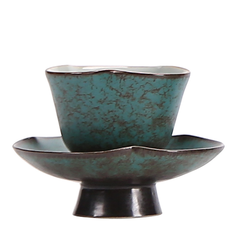 Bộ ấm trà gốm sứ Kung Fu cốc trà gia dụng biến đổi cổ điển cốc hương thơm cốc chủ nhân màu xanh ngọc lam cốc đơn nhỏ