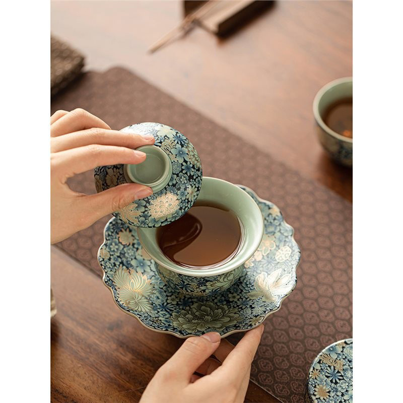 Cốc trà cốc trà bát trà chén gốm đơn gia dụng cỡ nhỏ có thể nuôi mở miếng, bát pha trà