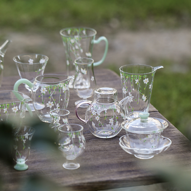 Ấm trà xanh thủy tinh borosilicat cao Huachao Ấm trà nhỏ cho một người có thể pha trà xanh với dung tích nhỏ có bộ lọc