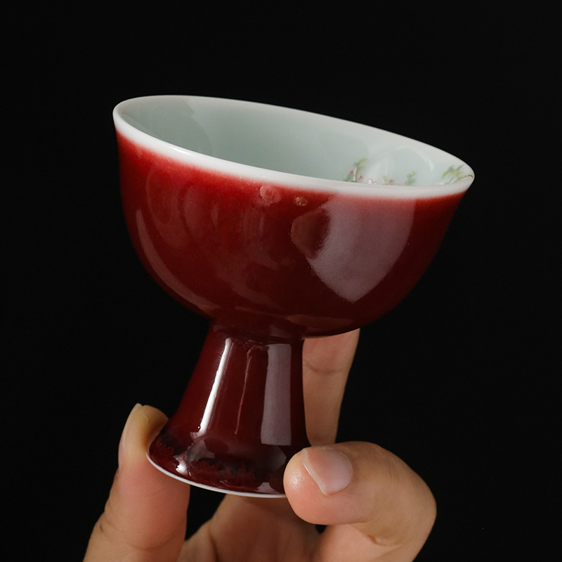 Cảnh Đức Trấn Lang tách trà đen handmade Jun lò gốm kung fu bộ trà cá tính Ji đỏ đơn chủ cốc vẽ tay