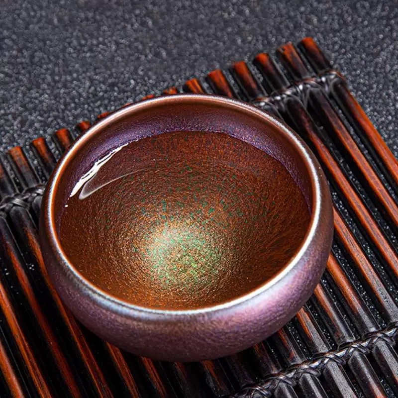Ambilight No Foot Boo Jianzhan Chén trà Màu vàng Chén Kung Fu Master Cup Cốc đơn Cốc trà cá nhân cao cấp