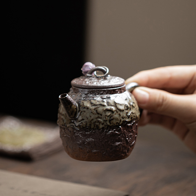 Ấm đá cũ bùn Jingsi ấm dung tích nhỏ ấm pha trà gia dụng cổ điển ấm đơn dụng cụ pha trà Kung Fu ấm lọc lỗ bóng