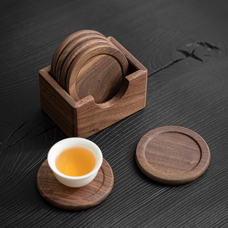 Đế Cốc đựng trà Gỗ Óc Chó Da'antang đế lót ly cà phê thủy tinh cách nhiệt đế lót trà gỗ nguyên khối chống bỏng chịu nhiệt