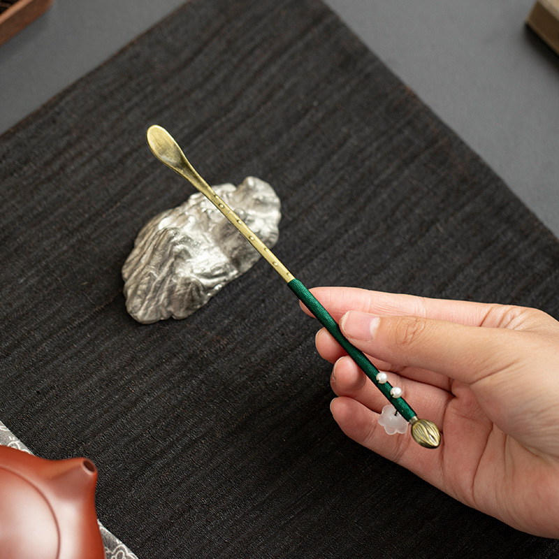 Dụng cụ pha trà bằng hợp kim cổ điển, dụng cụ pha trà dệt tay kiểu Trung Quốc, dụng cụ pha trà gia dụng, dụng cụ pha trà, thìa cà phê, sen trà