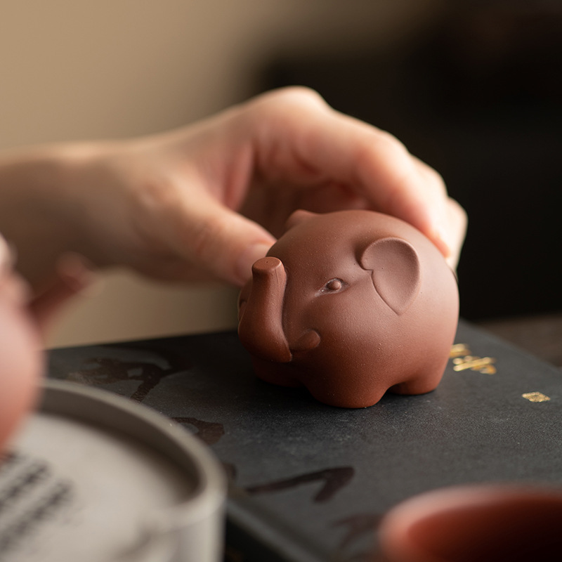 Tượng voi trà thú cưng dành cho phụ kiện trà đạo, điêu khắc sáng tạo Yixing voi tốt lành.