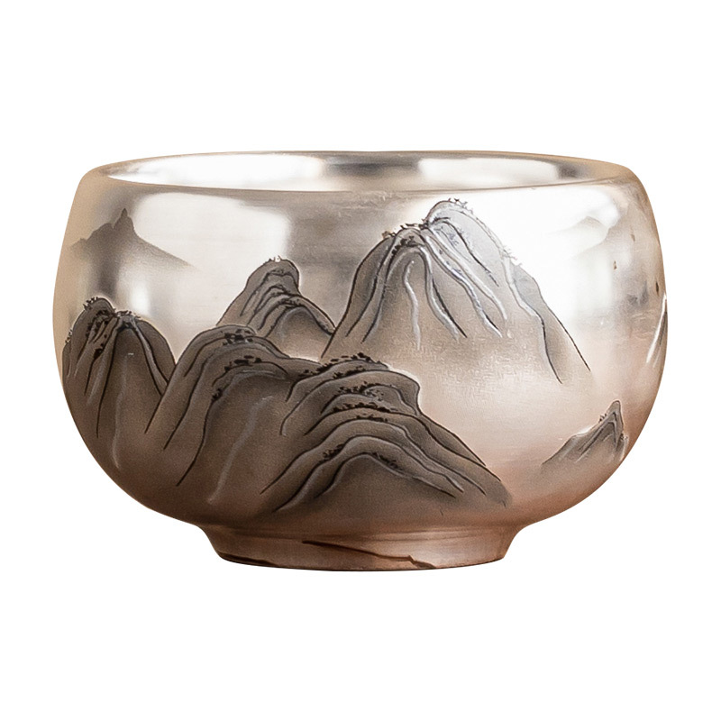 999 mạ bạc cao cấp chủ nhân cốc ngàn dặm giang sơn thiền chén gốm sứ trà chén trà chén trà chén đặc biệt uống trà