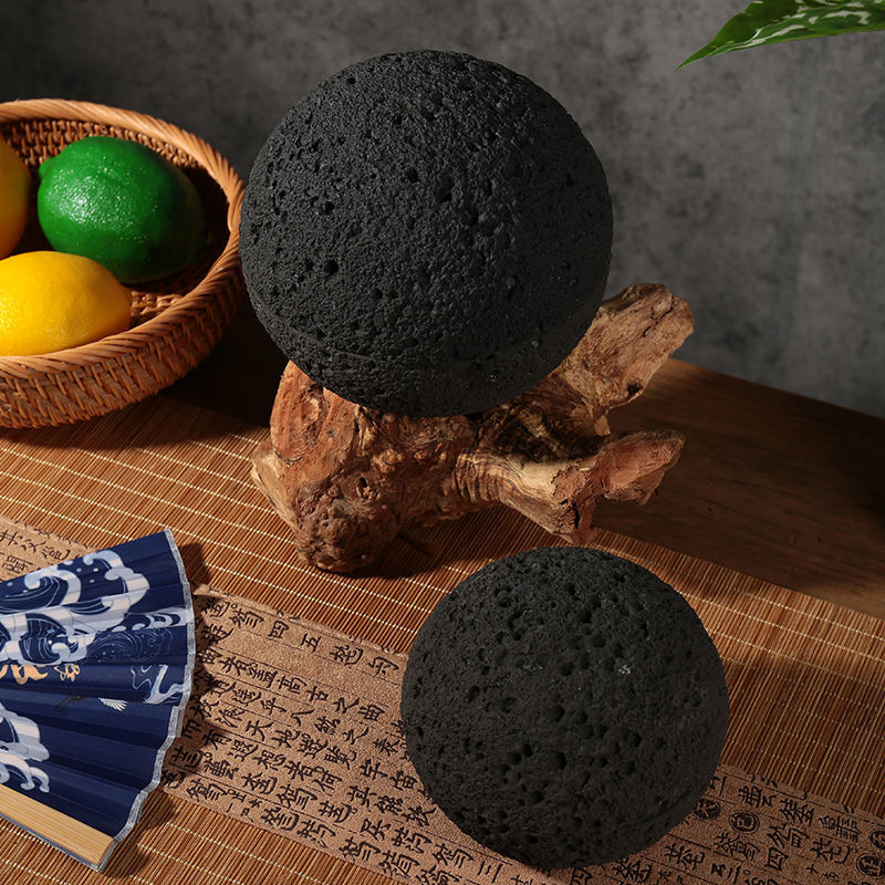 Bộ đồ ăn bằng đá núi lửa Bát hành tinh thực phẩm than bánh cao cấp ẩm thực phân tử trên mặt trăng đá khô sáng tạo nổi bật trên mạng