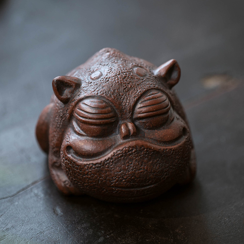 Nghi Hưng quặng thô Tử Sa Trà vật nuôi nuốt Vàng Thú trà vật nuôi thần thú con cóc vàng Pixiu đồ trang trí bộ trà cổ điển điêu khắc