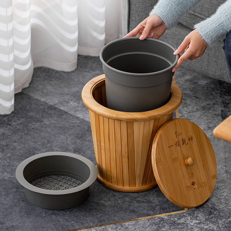 Thùng trà gỗ đặc Thùng trà tre Thùng lọc rác trà Thùng thoát phụ kiện trà đạo Kung Fu Thùng nước thải gia dụng