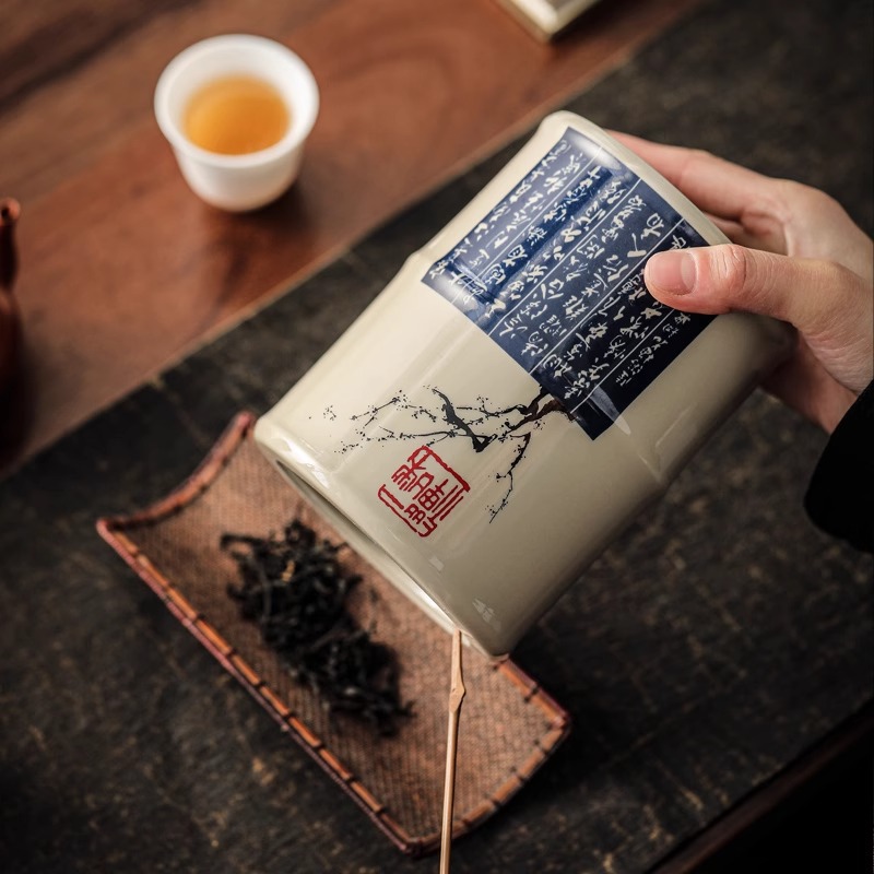 Hũ đựng trà Hũ đựng trà gốm sứ Hũ đựng trà gia dụng cổ điển Bộ trà Kungfu đựng trà xách tay hũ trà cao cấp