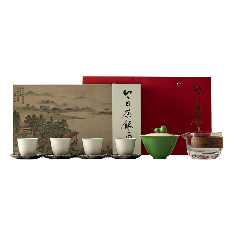Bộ ấm trà Fuyun màu xám thực vật Bộ ấm chén có nắp bầu Bộ ấm trà Kung Fu gốm sứ Bộ trà gia dụng Bộ ấm trà Hộp quà tặng