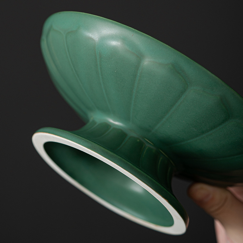 Đĩa hoa quả hình hoa sen kiểu Nhật, đĩa giải khát chân cao gốm sứ gia dụng, Đĩa trà, bánh ngọt, đĩa rau nguội, Đĩa hoa quả khô