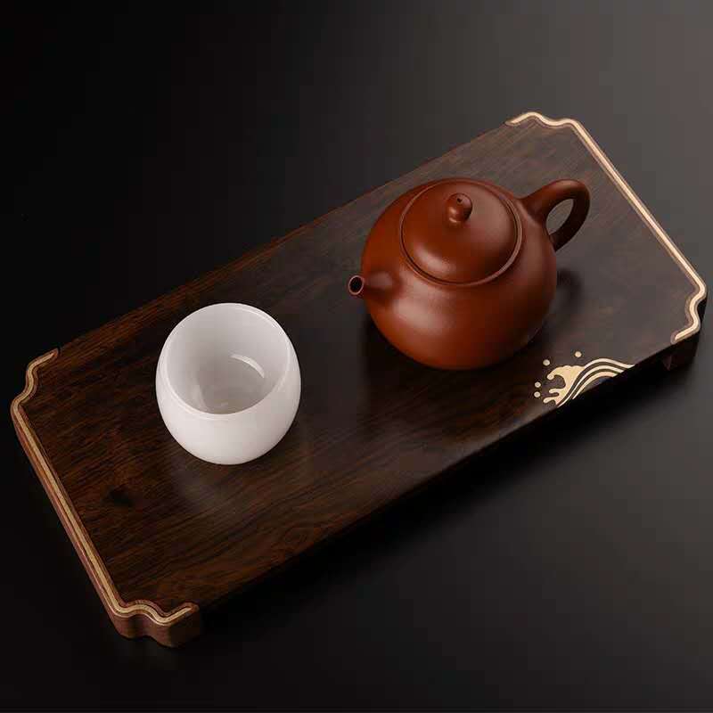 Khay pha khô gỗ đàn hương đen khay trà gỗ nguyên khối nhỏ dụng cụ pha trà Kung Fu gia dụng bàn trà khay đồng khảm kiểu Nhật ấm trà bán buôn