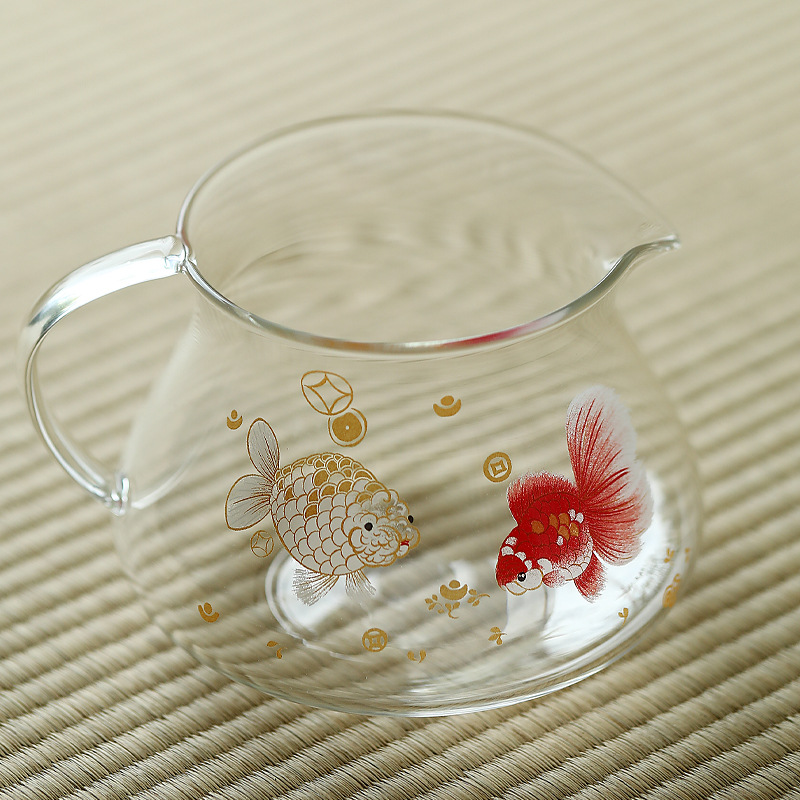 Bộ ấm chén trà bằng thủy tinh borosilicat cao cấp, dày dặn, chịu nhiệt, kèm phụ kiện pha trà kung fu, vách ngăn trà và chén đều.