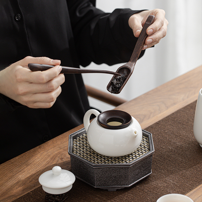 Trà đạo sứ trắng Dehua sáu quý ông kẹp Trà Kim Trà thìa trà Bộ phụ kiện trà đạo Kung Fu