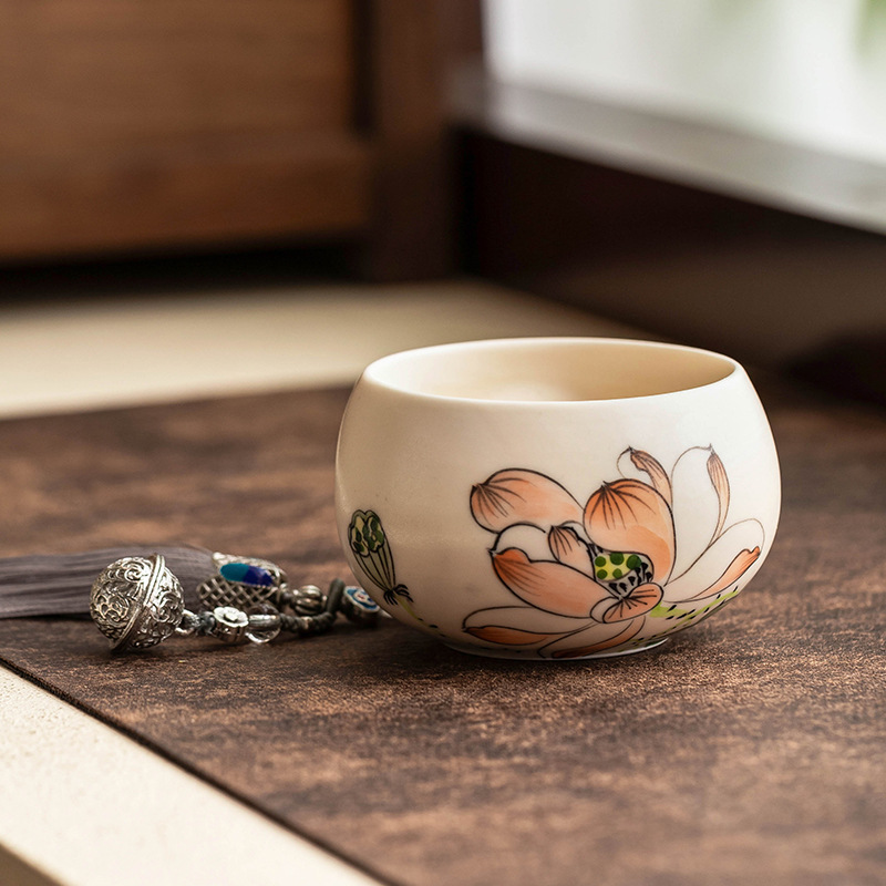 Cốc trà cao cấp, cốc chủ nhân, mặt dây chuyền tua vẽ tay, cốc La Hán, bộ trà gốm sứ Trung Quốc, cốc trà