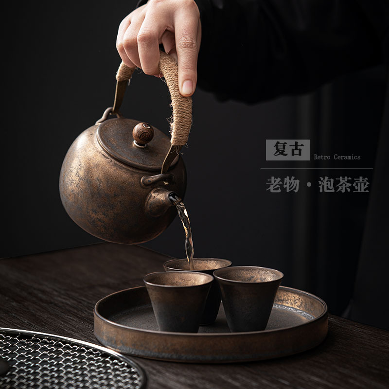 Ấm trà chùm cổ điển kiểu Trung Quốc ấm trà gốm sứ dung tích lớn có lọc dụng cụ pha trà Kung Fu ấm trà một ấm mạ vàng bán buôn