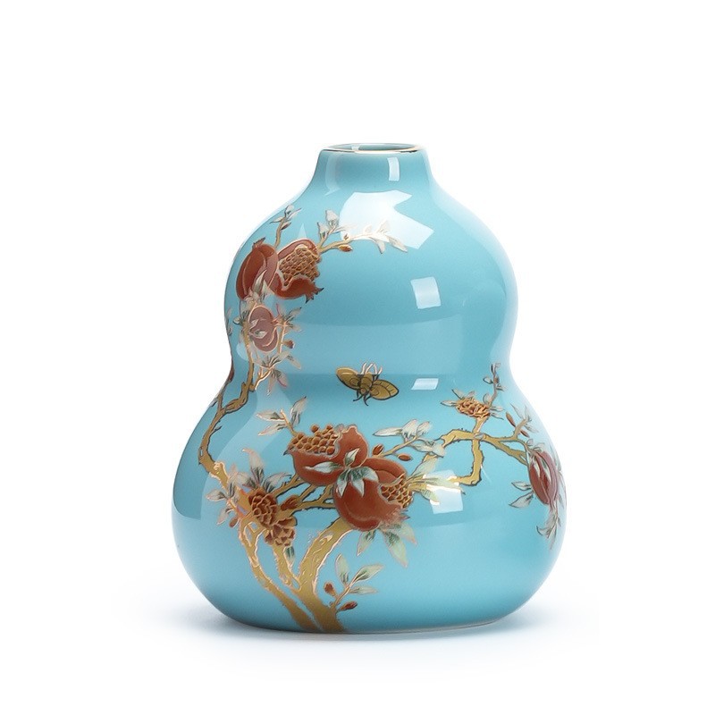 Bình gốm sứ xanh Hồ Tây, đồ trang trí nhà nhỏ, bình hoa để bàn mini, biểu diễn nghệ thuật đường hoa, cắm hoa thủy canh