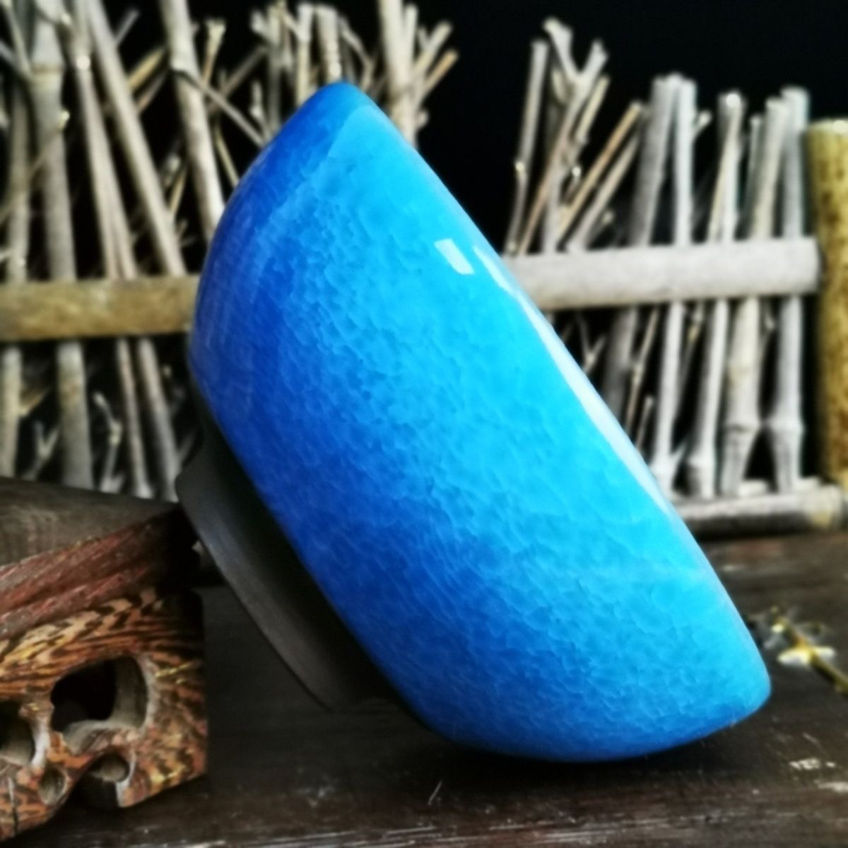 Jianyang Jianzhan màu xanh nhạt nứt băng miệng phẳng Jianyao chén củi thủ công cốc chủ sở hữu bộ trà Kung Fu tách trà
