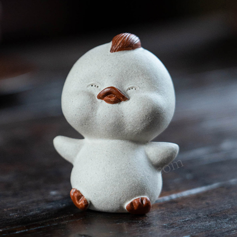 Đồ trang trí nhỏ cho thú cưng trà cát tím vịt nhỏ màu vàng thú vị có thể nuôi trà điêu khắc chơi trà trang trí khay trà nhỏ quà trà tinh tế