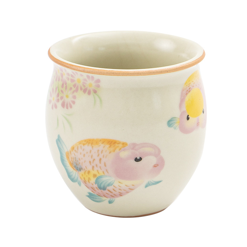 Cốc trà gốm sứ cá vàng Ruyao cốc trứng có thể mở được cốc chủ nhân cốc nếm trà cốc đơn Bộ trà Kung Fu Trung Quốc