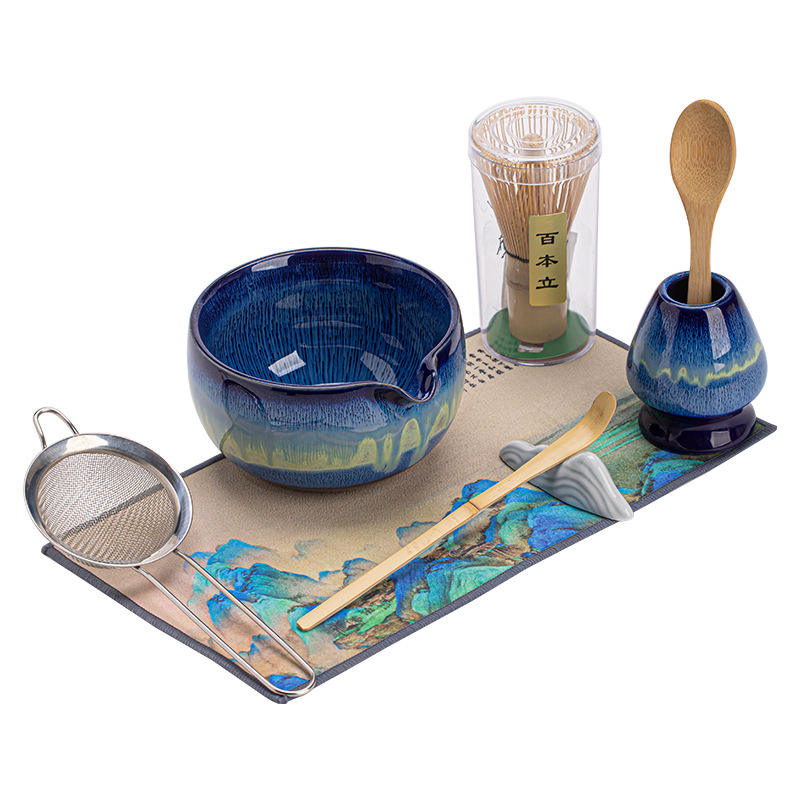 Yaobian Starry Sky Matcha Bát trà Bình trà Bộ đồ đứng Bình trà cổ điển sáng tạo Bình trà Giá đỡ Dụng cụ Matcha Phụ kiện trà