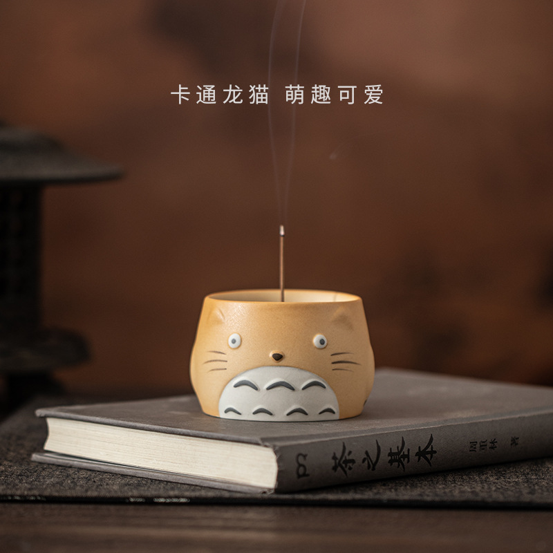 Nhật Bản Shiba Inu nhỏ hương hoạt hình Totoro gốm đựng hương gốm để bàn đồ trang trí hương trà đạo phụ kiện