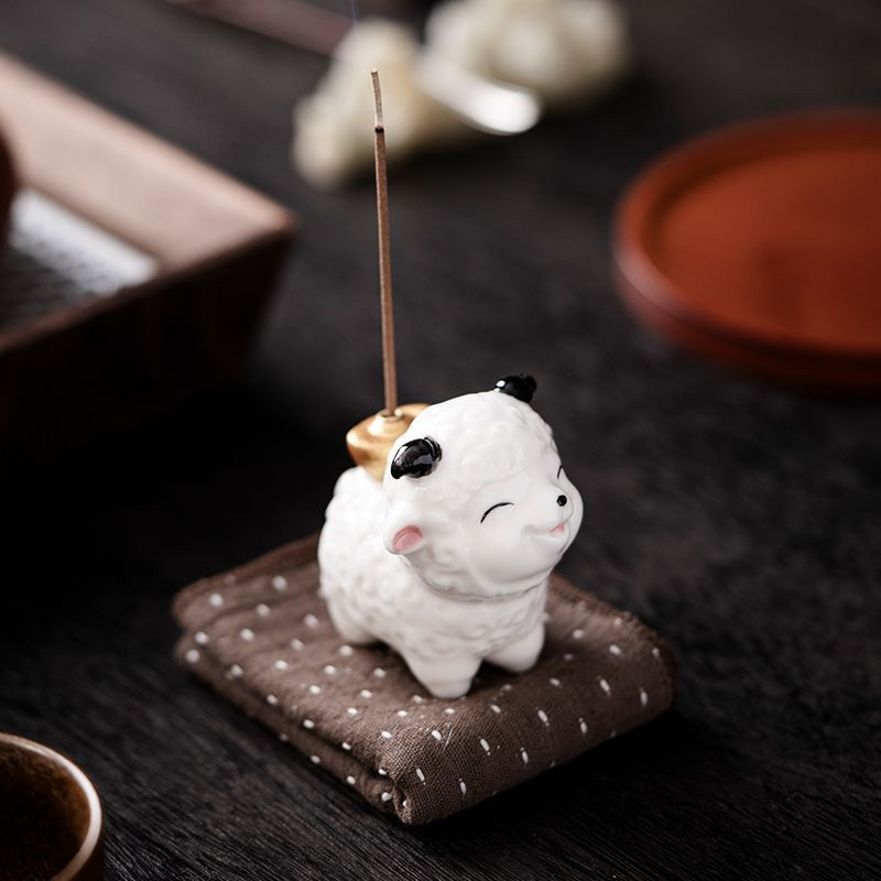 Cừu nhỏ hương đế khay hương gỗ đàn hương dọc gốm sứ hộ gia đình hương trong nhà đồ trang trí cao cấp