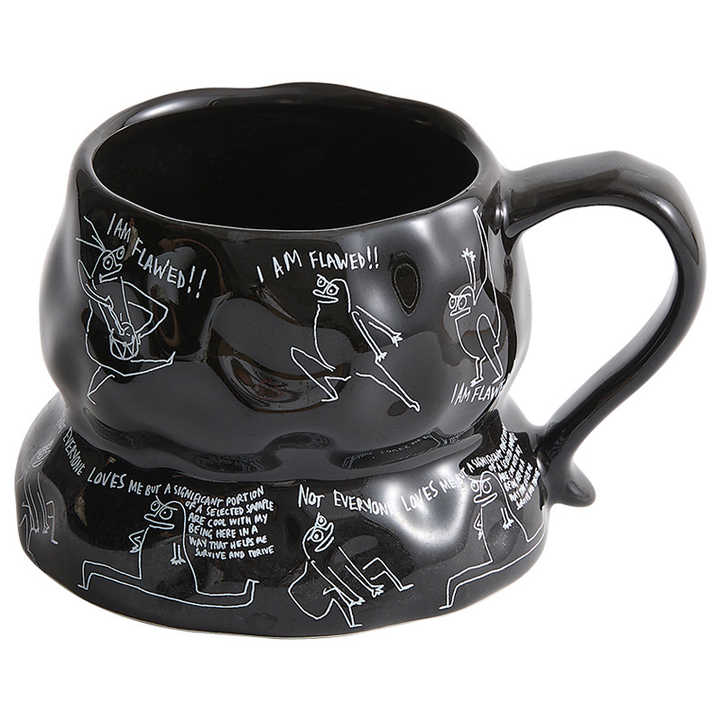 Ly sứ Migu Thỏ Trắng Ếch Đen, cốc uống nước sáng tạo dùng cho nhà và văn phòng, mẫu mới 2025, cốc dành cho nữ