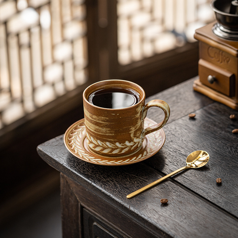Bộ tách cà phê cổ điển kiểu Nhật cao cấp gốm sứ tinh xảo Latte lahua cốc quán cà phê cốc văn phòng