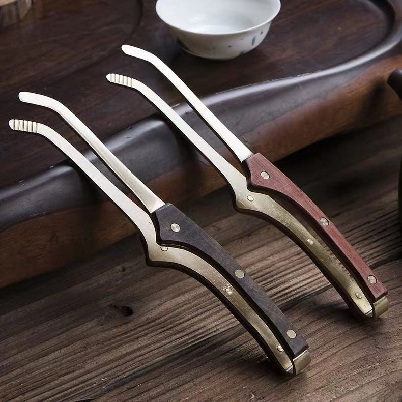 Kẹp trà bằng gỗ mun có tay cầm bằng gỗ, kẹp chén trà bằng gỗ đồng, nhíp để giữ chén, kẹp lá trà, phụ kiện bộ trà, dụng cụ bàn trà chống trượt.