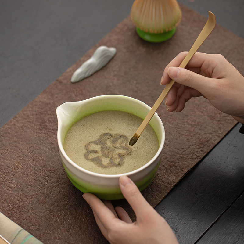 Yjian Gradient Matcha Bộ tám món Phụ kiện bộ trà gia dụng Giả Song điểm trà đạo trà Baixi bát trà bàn chải lọc