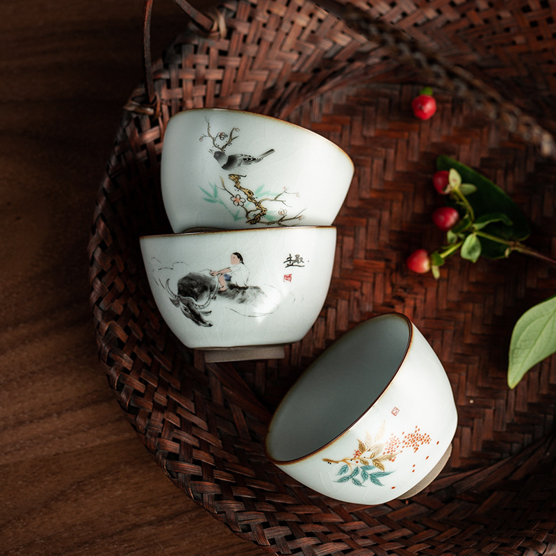 Chén trà lò nung lốp sắt, cốc chủ, bộ trà Kung Fu, cốc đơn, cốc uống trà cỡ lớn, cốc trà gốm sứ có thể mở được