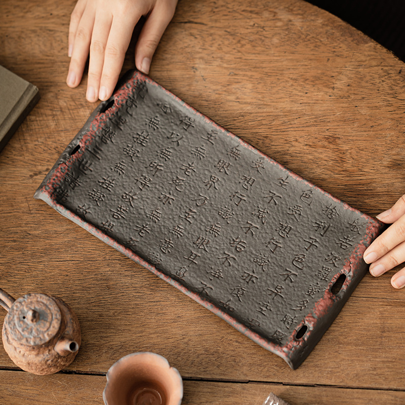 Cổ đá bùn Zhuo bùn kinh bình đựng nước gốm thô khay xốp khô khay đựng đồ trà kiểu Trung Quốc cổ điển phụ kiện khay trà bàn trà