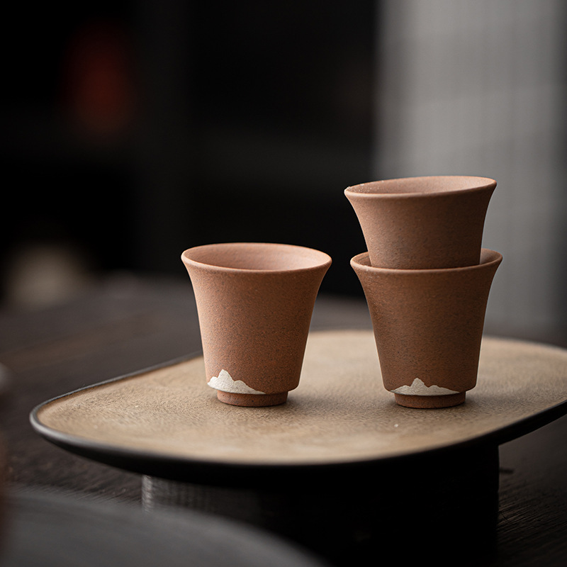 Kongjizhai Lao Rock Mud Far Mountain Cup Cốc trà gốm thô kiểu Nhật Bộ trà Kung Fu Cốc trà Cốc đơn Cốc chủ nhỏ