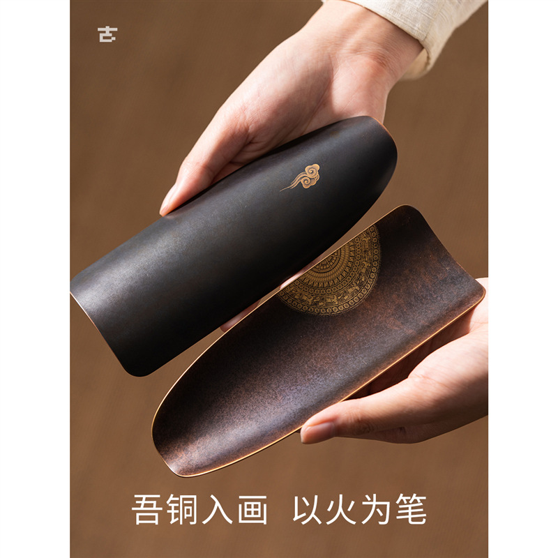 Cổ ca đồng nguyên chất thủ công hình nón Trà Kim Trà thìa Trà thìa Trà thìa Trà thìa Trà thìa đồng nghệ thuật phụ kiện trà đạo Kung Fu