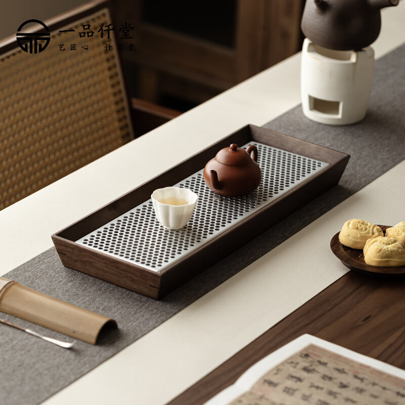 Khay trà óc chó dùng trong gia đình, loại trữ nước hình chữ nhật, bàn trà nhỏ, khay pha trà khô, khay đựng bộ trà kung fu.