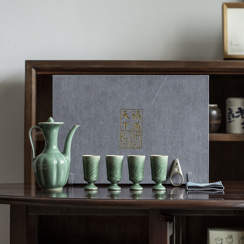 Bình rượu gia dụng giả Song Ge Kiln Bộ gốm sứ Bình rượu nóng cổ điển hoài cổ