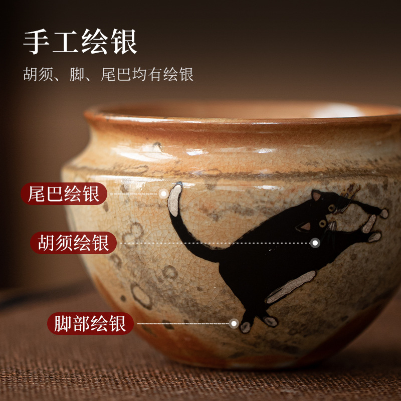 Zhiye Cat Shuangji Jianshui Cup Wash trà Phụ kiện Bộ trà gốm vẽ tay Nhật Bản Bể chứa nước thải Bể chứa nước