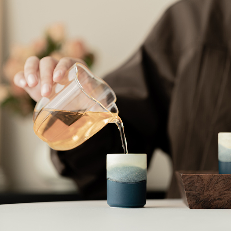 Gradient Sơn Hải Phong cách Trung Quốc Cốc trà gốm sứ Cốc thẳng Cốc miệng Cốc trà Cốc đơn Bộ trà Kung Fu Cốc nhỏ