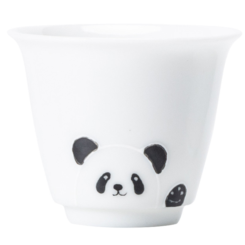 Cốc trà gấu trúc sứ trắng Dehua cốc trà gốm sứ cốc chủ nhân tách trà bộ trà Kung Fu đơn cốc nhỏ hiếu khách kiểu Trung Quốc