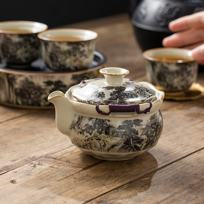 Cốc trà cốc trà cốc cầm tay chống bỏng gốm sứ bộ trà kungfu bán buôn ấm trà