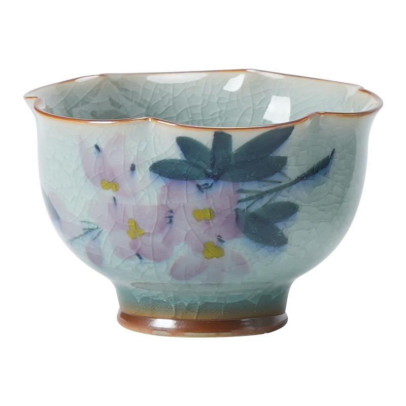 Cốc trà hoa mộc lan vẽ tay hoa băng cốc chủ nhân cốc đơn gốm sứ cốc trà bộ trà công phu cốc pha trà gia dụng