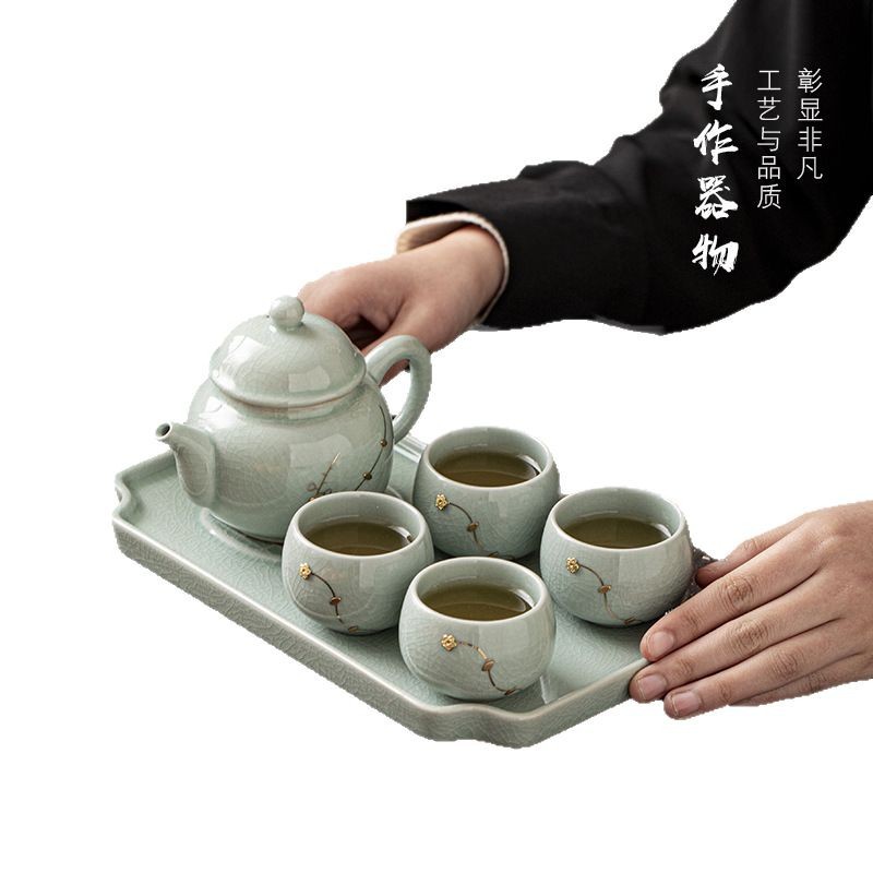 Bộ ấm trà sứ Ru, bộ móng tay, quà tặng tân gia cho người lớn tuổi, quà tặng công ty, quà tặng doanh nghiệp, quà tặng lưu niệm cho người nước ngoài