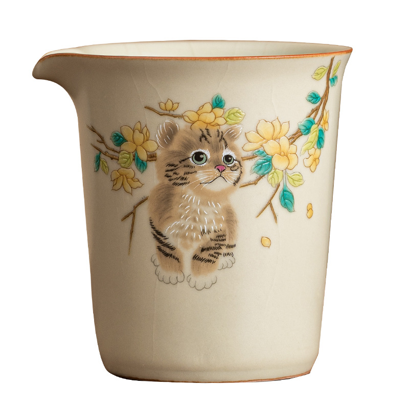 Vẽ tay mèo dễ thương cốc công bằng Gốm sứ thủ công cốc tách trà đơn tách trà biển Phụ Kiện Bộ trà gia dụng