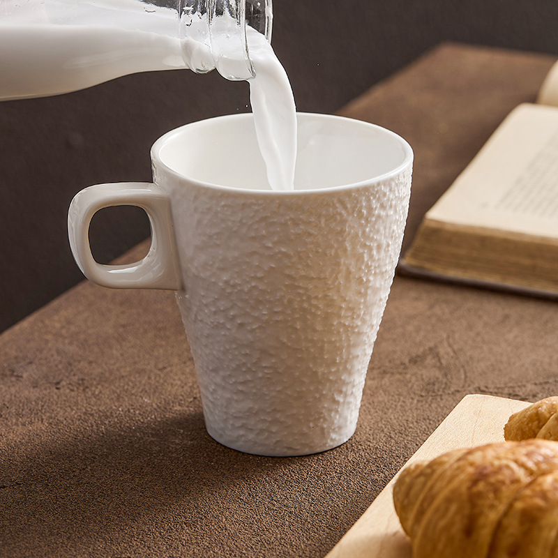Cốc mug hoa văn đá cốc cà phê cốc ăn sáng gốm sứ cốc sữa cốc uống nước gia dụng cốc trà dung tích lớn có tay cầm