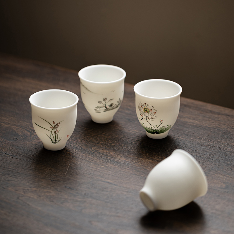 Cốc làm đẹp loại đá chay, cốc trà gốm vẽ tay, cốc chủ nhân, cốc đơn gia dụng, cốc trà, cốc nhỏ uống trà, cốc trà